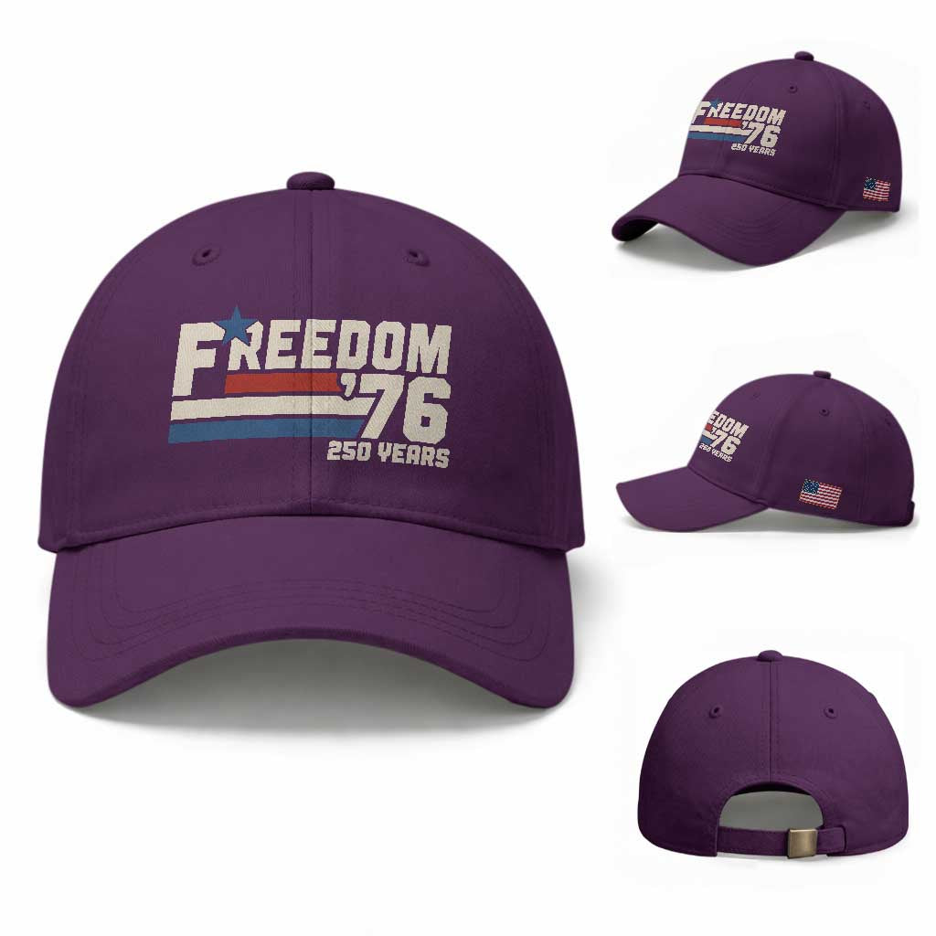 America Retro 250 Years Freedom USA 1776 2026 Baseball Cap TS12 Baseball Cap Universal Fit Purple Print Your Wear