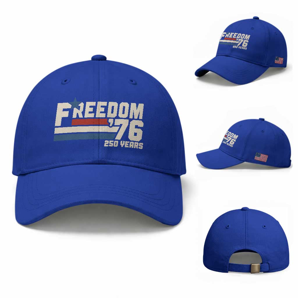 America Retro 250 Years Freedom USA 1776 2026 Baseball Cap TS12 Baseball Cap Universal Fit Royal Blue Print Your Wear