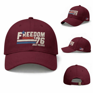 America Retro 250 Years Freedom USA 1776 2026 Baseball Cap TS12 Baseball Cap Universal Fit Maroon Print Your Wear