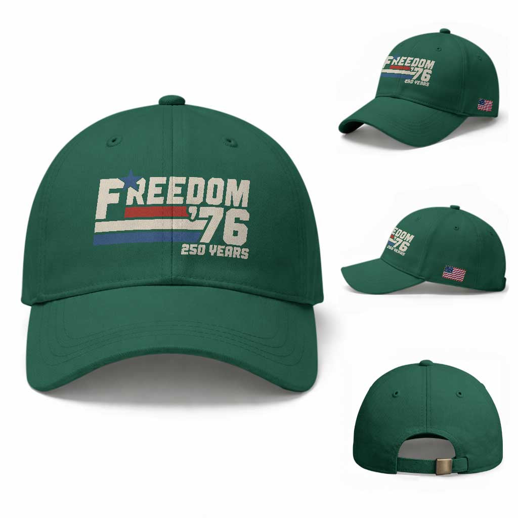 America Retro 250 Years Freedom USA 1776 2026 Baseball Cap TS12 Baseball Cap Universal Fit Irish Green Print Your Wear