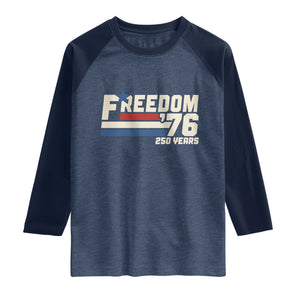 America Retro 250 Years Freedom USA 1776 2026 Raglan Shirt TS12 Heather Denim Navy Print Your Wear