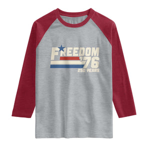 America Retro 250 Years Freedom USA 1776 2026 Raglan Shirt TS12 Heather Gray Heather Red Print Your Wear