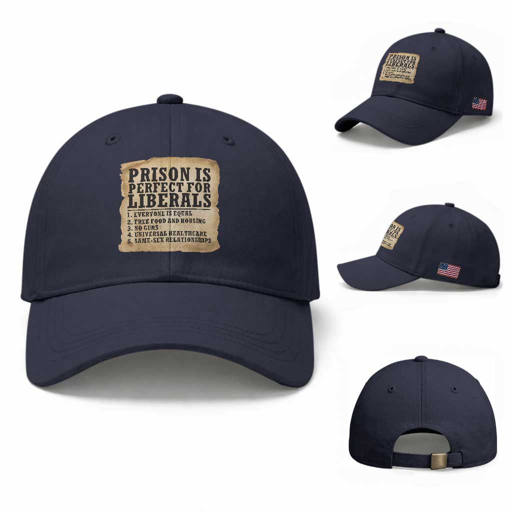 Vintage Prison Is Perfect For Liberals Baseball Cap Funny Political Graphic TS12 Baseball Cap Universal Fit Navy Print Your Wear