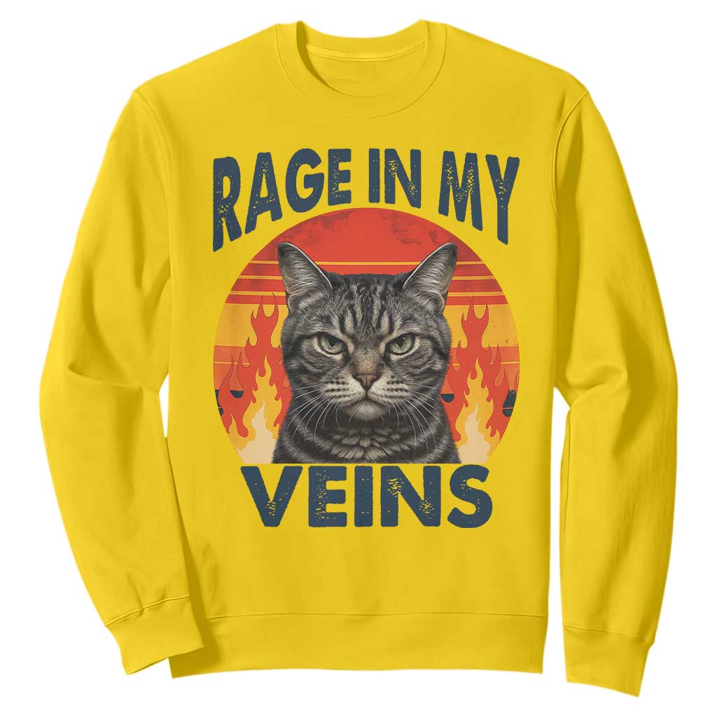 Cat Meme Sweatshirt Funny Rage In My Veins Sarcastic Animal Humor TS12 Daisy Print Your Wear