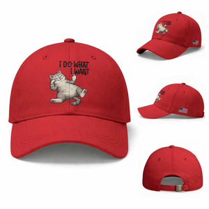Cat Lover Baseball Cap Funny I Do What I Want TS12 Baseball Cap Universal Fit Red Print Your Wear