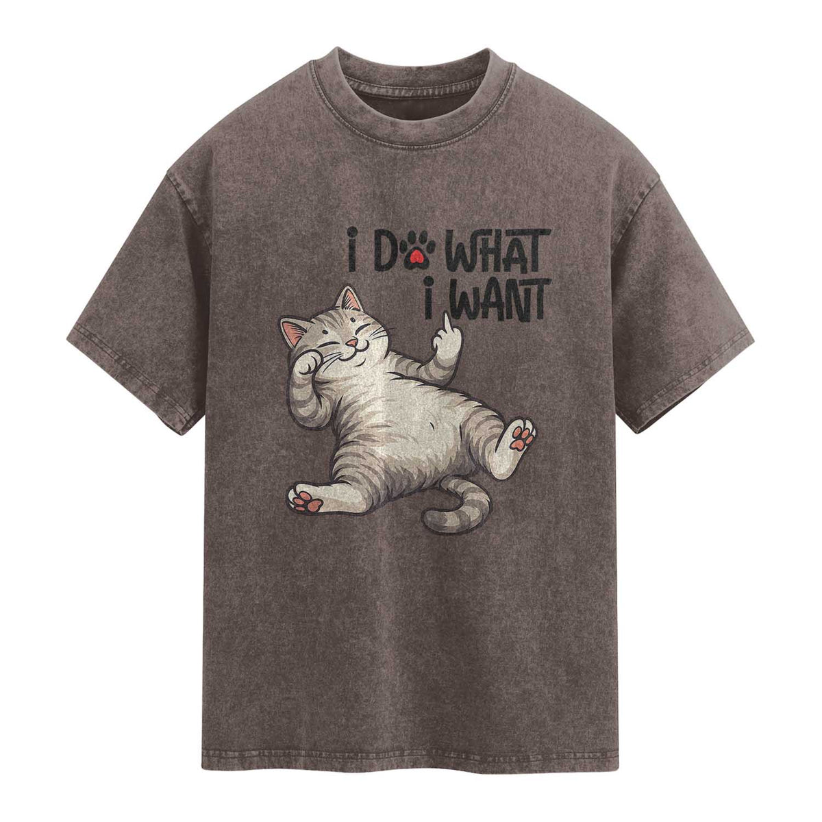Cat Lover Washed Cotton T-Shirt Funny I Do What I Want