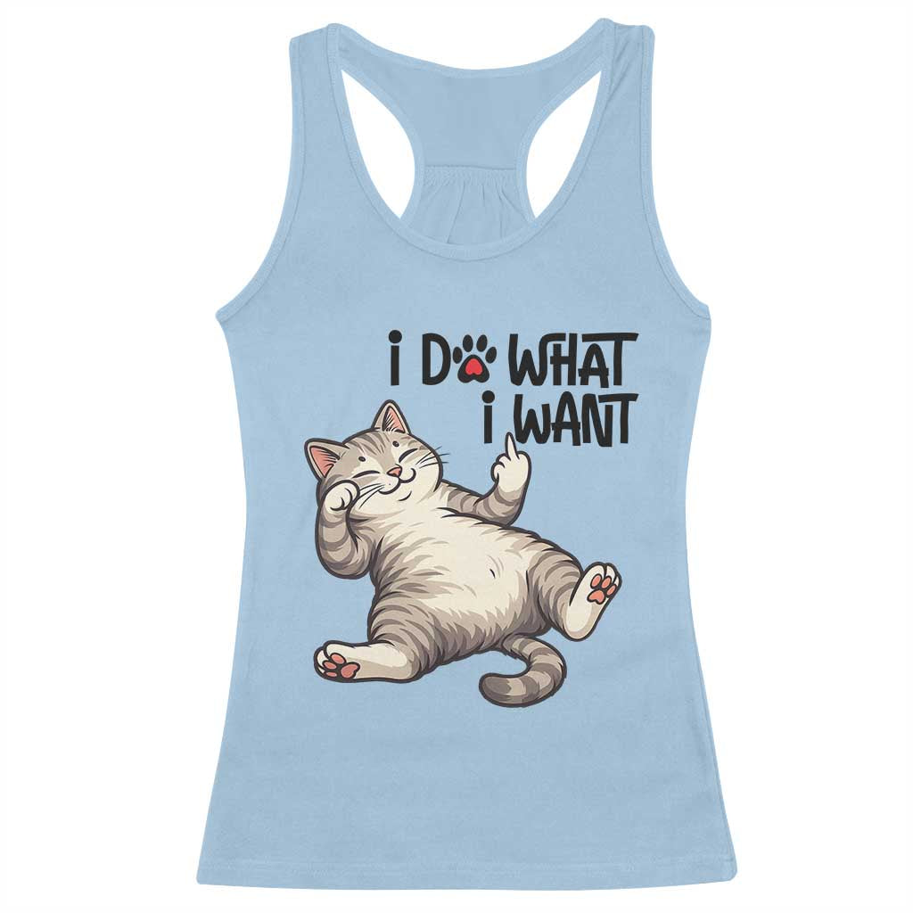 Cat Lover Racerback Tank Top Funny I Do What I Want TS12 Light Blue Print Your Wear
