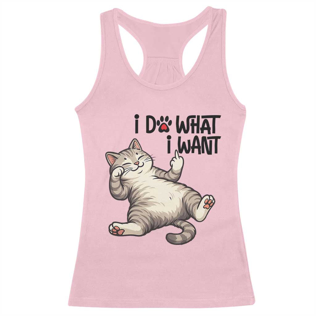 Cat Lover Racerback Tank Top Funny I Do What I Want TS12 Light Pink Print Your Wear