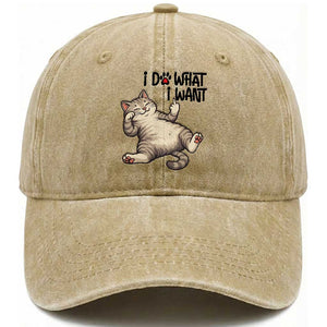 Cat Lover Washed Cotton Baseball Cap Funny I Do What I Want TS12 Print Your Wear