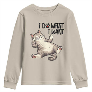 Cat Lover Youth Sweatshirt Funny I Do What I Want TS12 Sand Print Your Wear