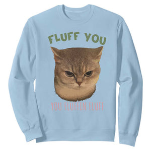 Cat Meme Sweatshirt Funny Fluff You You Fluffin Fluff Cat Lover TS12 Light Blue Print Your Wear