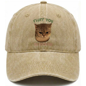 Cat Meme Washed Cotton Baseball Cap Funny Fluff You You Fluffin Fluff Cat Lover TS12 Print Your Wear