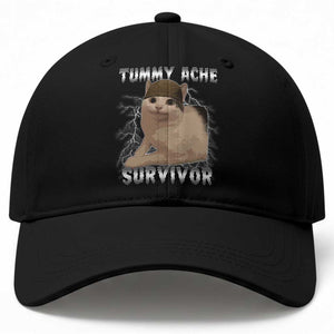 Tummy Ache Survivor Baseball Cap Cat Meme Humor Gift TS12 Print Your Wear