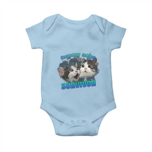Tummy Ache Survivor Baby Onesie Funny Cat Meme For Cat Lover TS12 Light Blue Print Your Wear