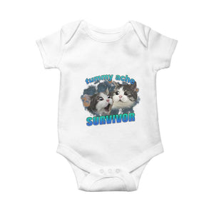 Tummy Ache Survivor Baby Onesie Funny Cat Meme For Cat Lover TS12 White Print Your Wear