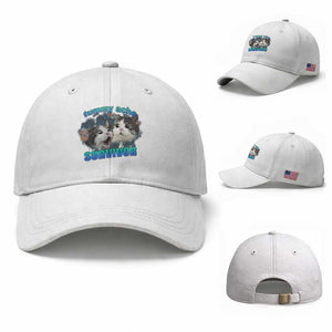 Tummy Ache Survivor Baseball Cap Funny Cat Meme For Cat Lover TS12 Baseball Cap Universal Fit White Print Your Wear