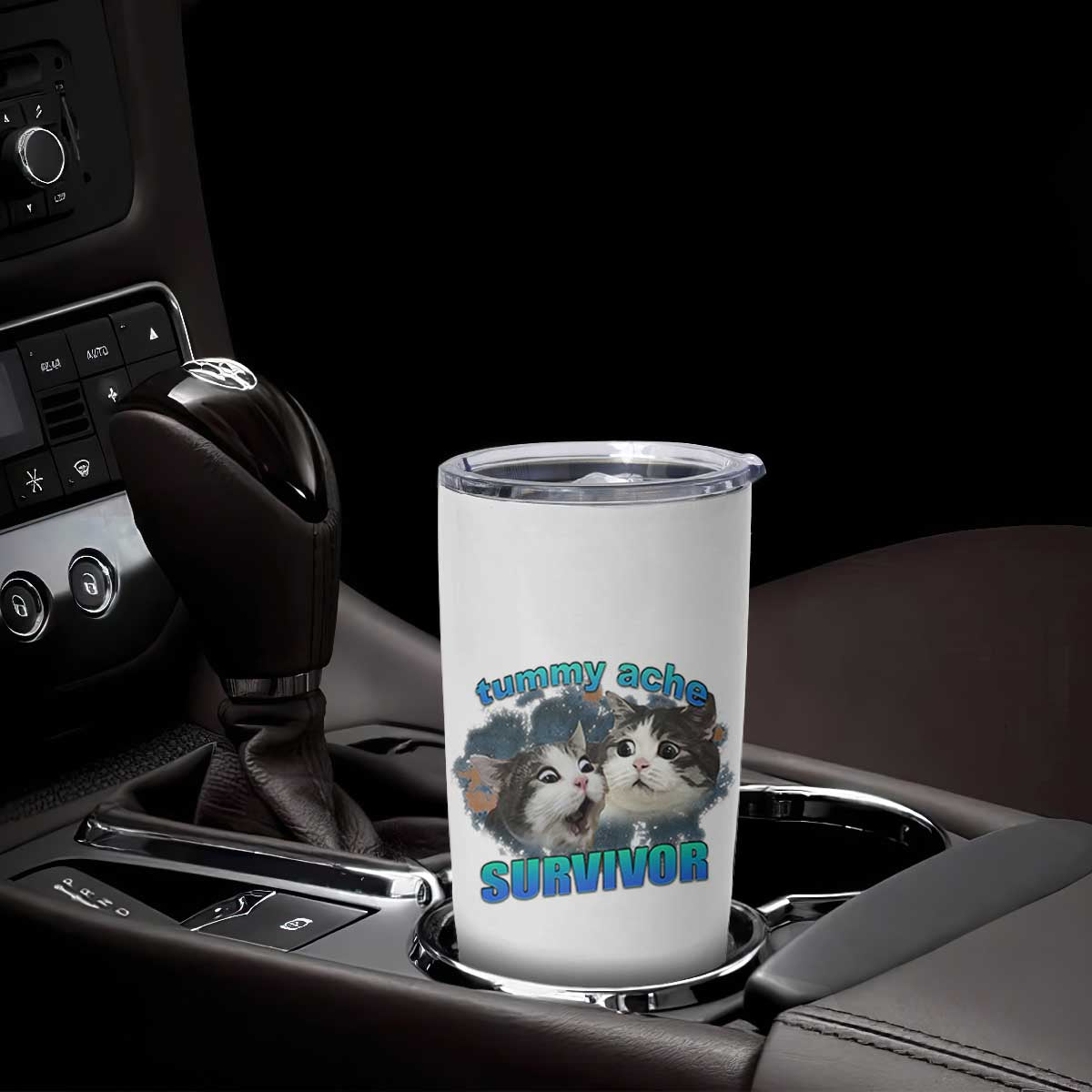 Tummy Ache Survivor Tumbler Cup Funny Cat Meme For Cat Lover TS12 Print Your Wear