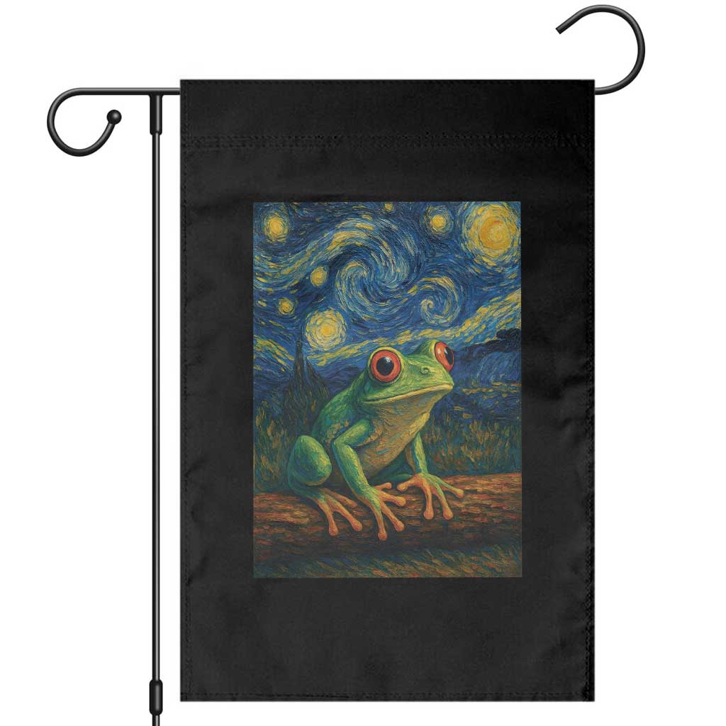 Funny Frog Garden Flag Van Gogh Style Starry Night TS12 Black Print Your Wear