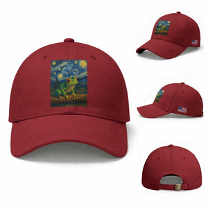 Funny Frog Baseball Cap Van Gogh Style Starry Night TS12 Baseball Cap Universal Fit Cherry Red Print Your Wear