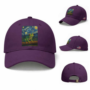 Funny Frog Baseball Cap Van Gogh Style Starry Night TS12 Baseball Cap Universal Fit Purple Print Your Wear