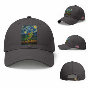 Funny Frog Baseball Cap Van Gogh Style Starry Night TS12 Baseball Cap Universal Fit Dark Gray Print Your Wear