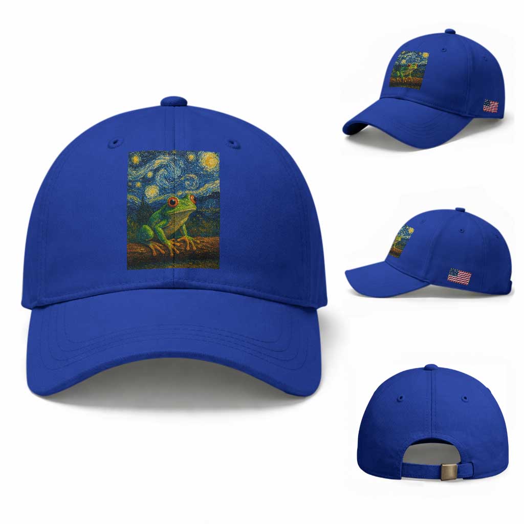 Funny Frog Baseball Cap Van Gogh Style Starry Night TS12 Baseball Cap Universal Fit Royal Blue Print Your Wear