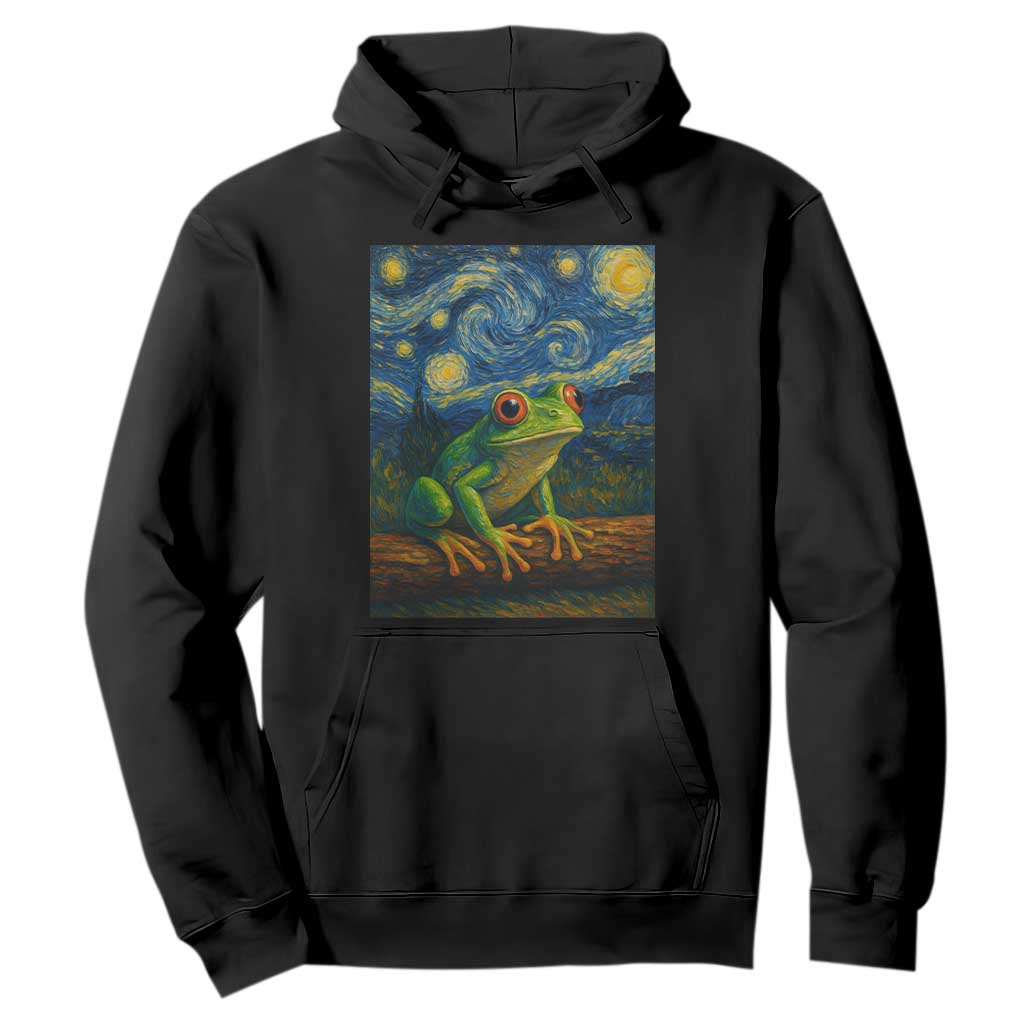 Funny Frog Hoodie Van Gogh Style Starry Night TS12 Black Print Your Wear