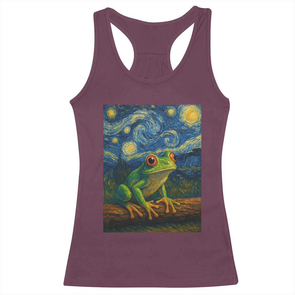 Funny Frog Racerback Tank Top Van Gogh Style Starry Night TS12 Maroon Print Your Wear