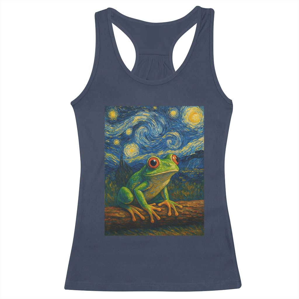 Funny Frog Racerback Tank Top Van Gogh Style Starry Night TS12 Navy Print Your Wear