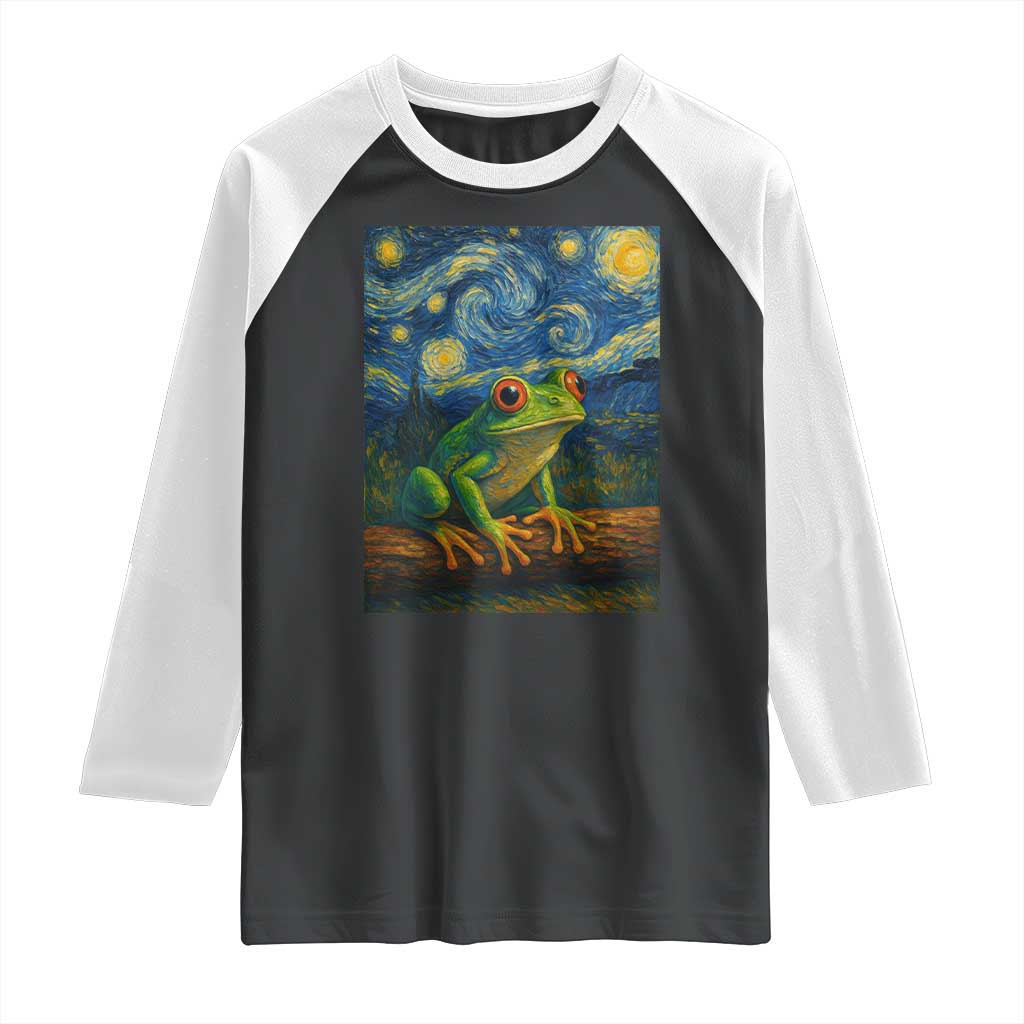 Funny Frog Raglan Shirt Van Gogh Style Starry Night TS12 Black White Print Your Wear