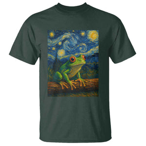 Funny Frog T Shirt Van Gogh Style Starry Night TS12 Dark Forest Green Print Your Wear