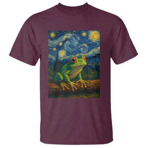 Funny Frog T Shirt Van Gogh Style Starry Night TS12 Maroon Print Your Wear