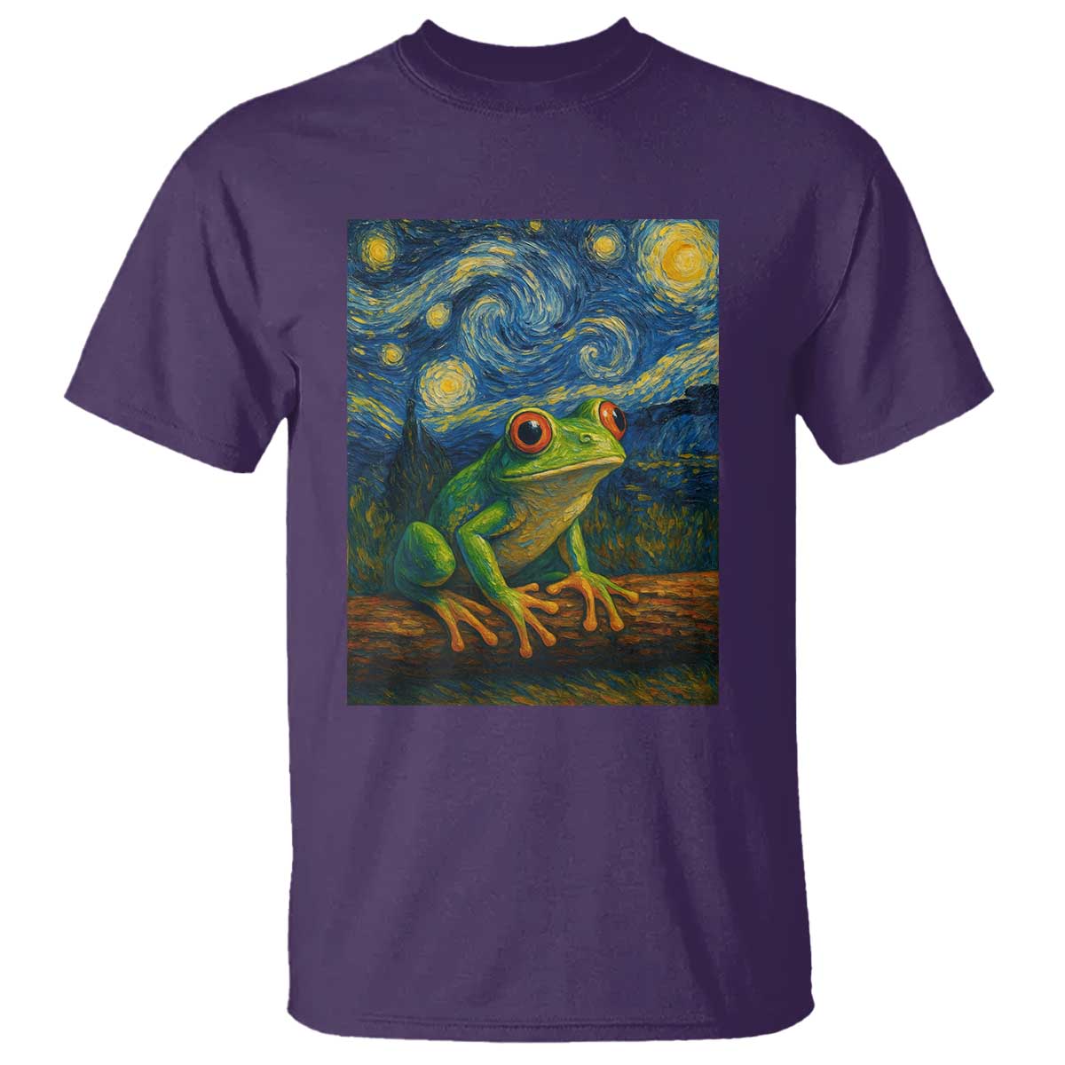 Funny Frog T Shirt Van Gogh Style Starry Night TS12 Purple Print Your Wear