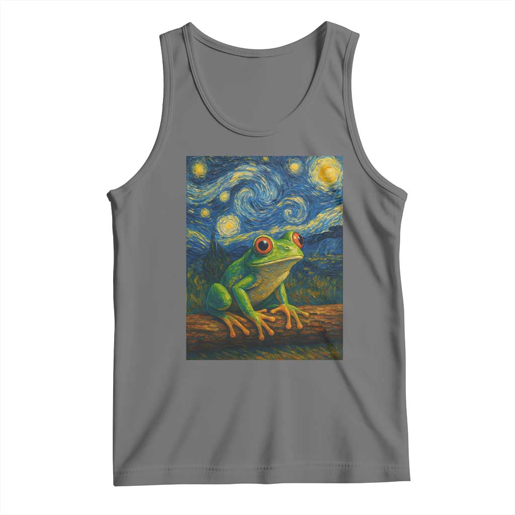 Funny Frog Tank Top Van Gogh Style Starry Night TS12 Black Heather Print Your Wear