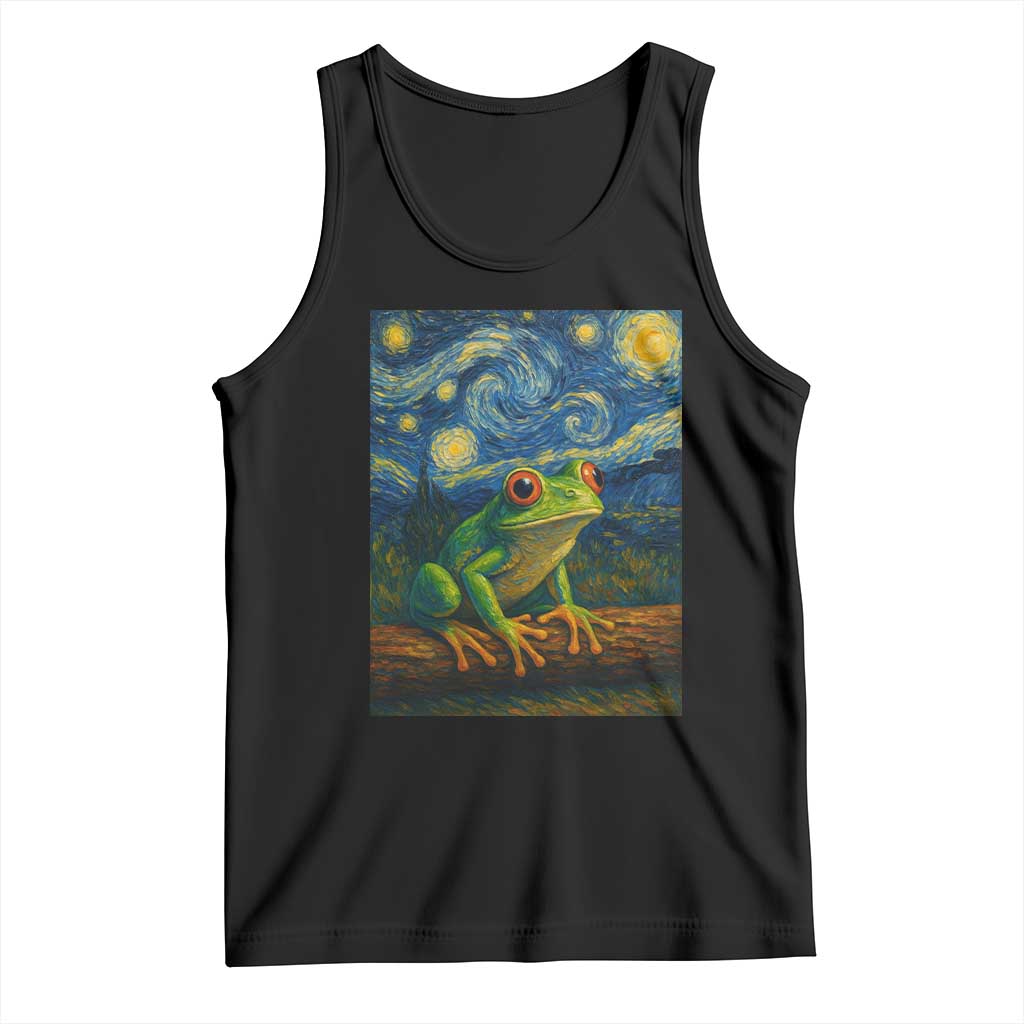 Funny Frog Tank Top Van Gogh Style Starry Night TS12 Black Print Your Wear