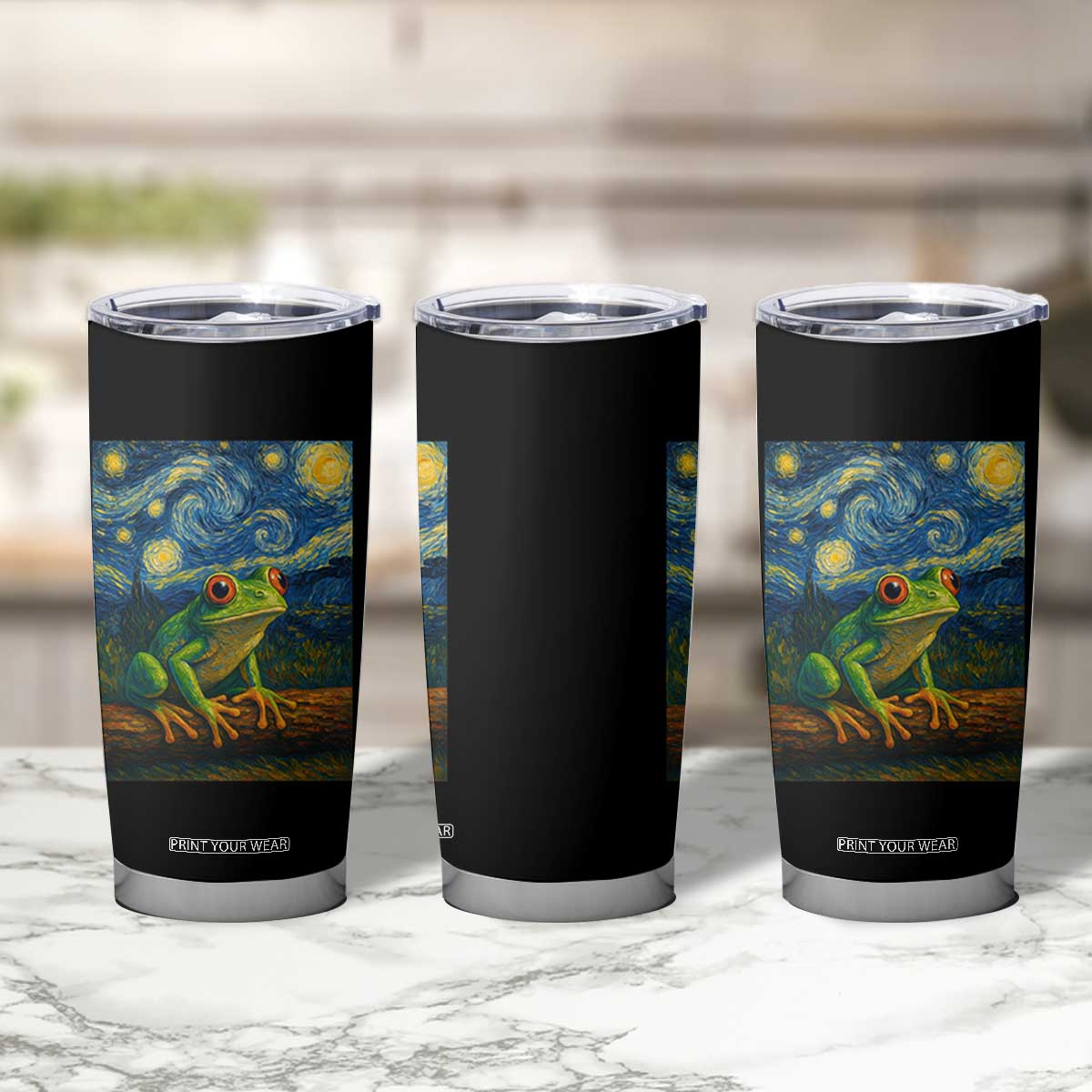 Funny Frog Tumbler Cup Van Gogh Style Starry Night TS12 Print Your Wear