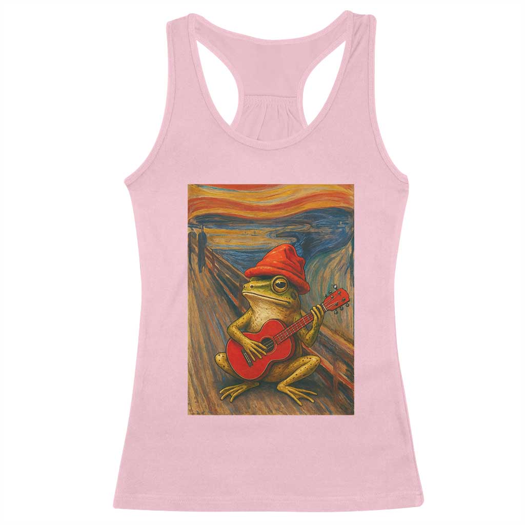 Funny Frog Racerback Tank Top Playing Guitar Van Gogh Starry Night Art Parody TS12 Light Pink Print Your Wear