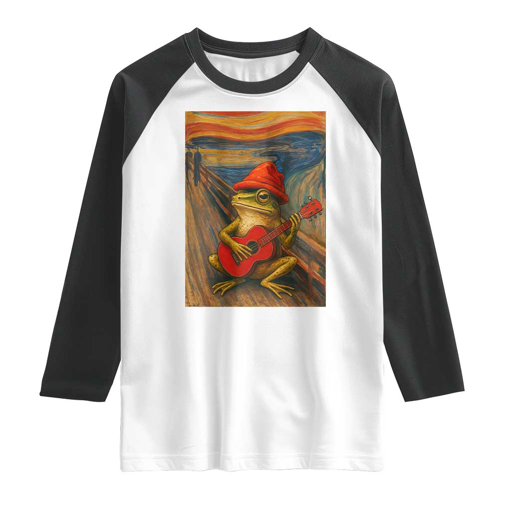 Funny Frog Raglan Shirt Playing Guitar Van Gogh Starry Night Art Parody TS12 White Black Print Your Wear
