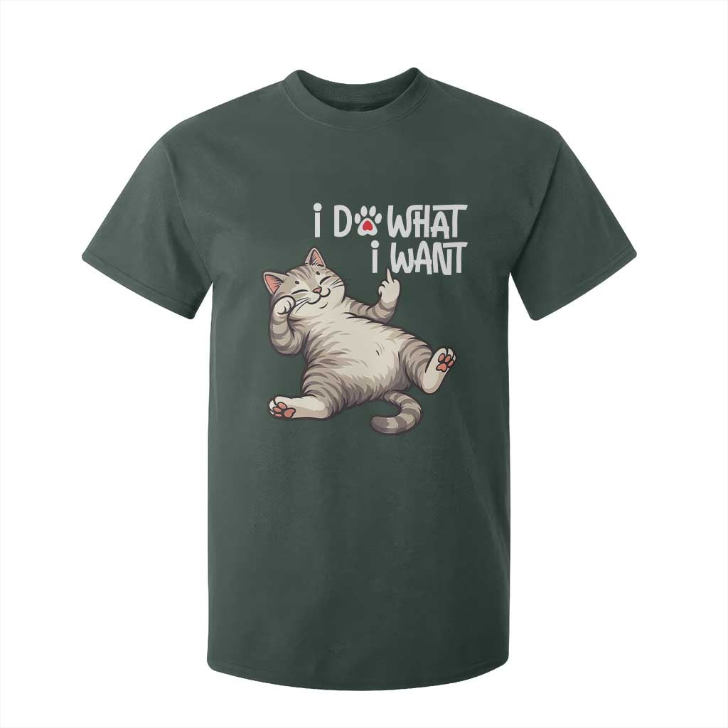 Funny Cat T Shirt For Kid I Do What I Want TS12 Dark Forest Green Print Your Wear
