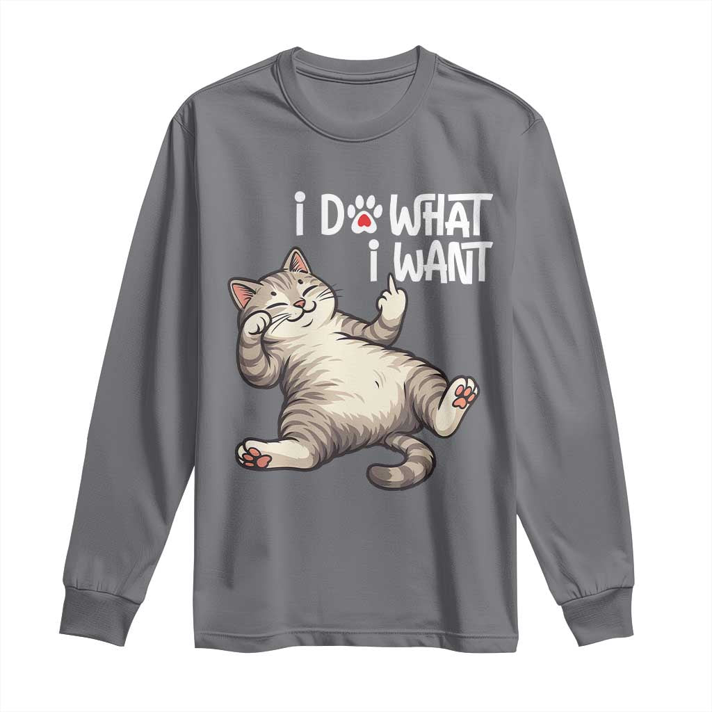 Funny Cat Long Sleeve Shirt I Do What I Want TS12 Charcoal Print Your Wear