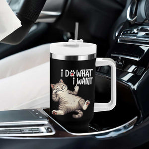 Funny Cat Tumbler With Handle I Do What I Want TS12 Print Your Wear