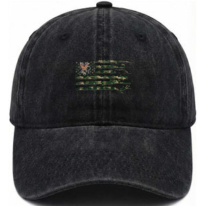 Hunting And Fishing Life Washed Cotton Baseball Cap American Flag TS12 Washed Cap Universal Fit Black Print Your Wear