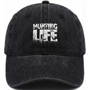 Hunting Life Washed Cotton Baseball Cap Funny Hunter Gift TS12 Washed Cap Universal Fit Black Print Your Wear
