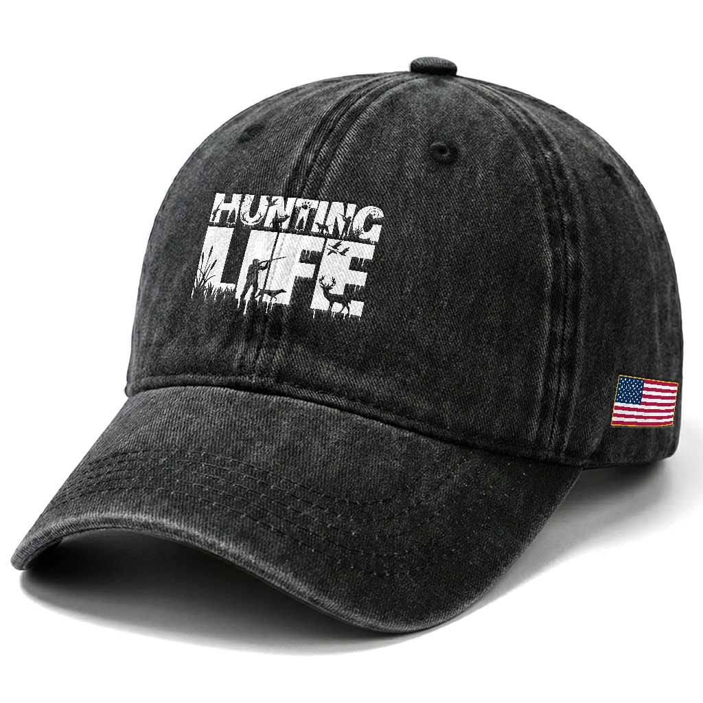 Hunting Life Washed Cotton Baseball Cap Funny Hunter Gift TS12 Print Your Wear