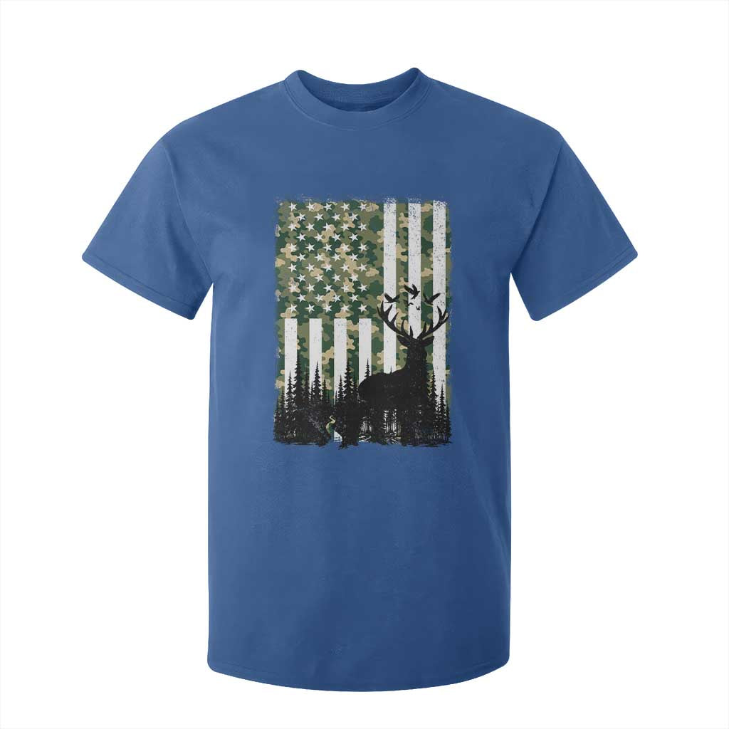 Deer Hunting T Shirt For Kid American Flag Camo Gift TS12 Royal Blue Print Your Wear