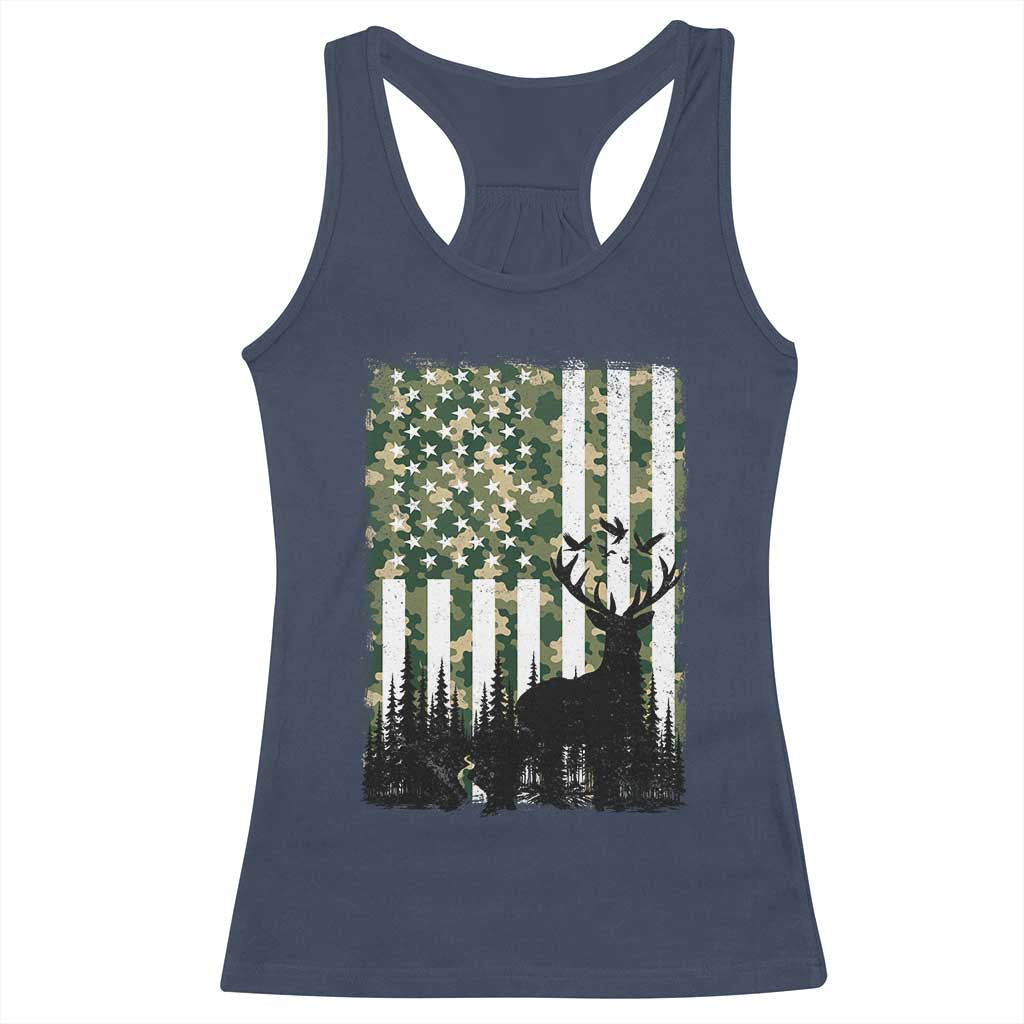 Deer Hunting Racerback Tank Top American Flag Camo Gift TS12 Navy Print Your Wear