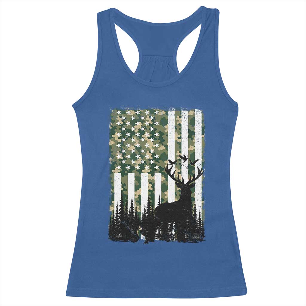 Deer Hunting Racerback Tank Top American Flag Camo Gift TS12 Royal Blue Print Your Wear