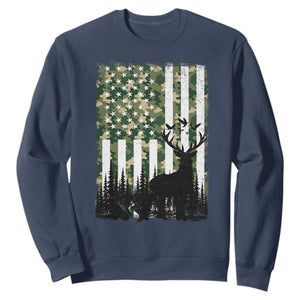 Deer Hunting Sweatshirt American Flag Camo Gift TS12 Navy Print Your Wear