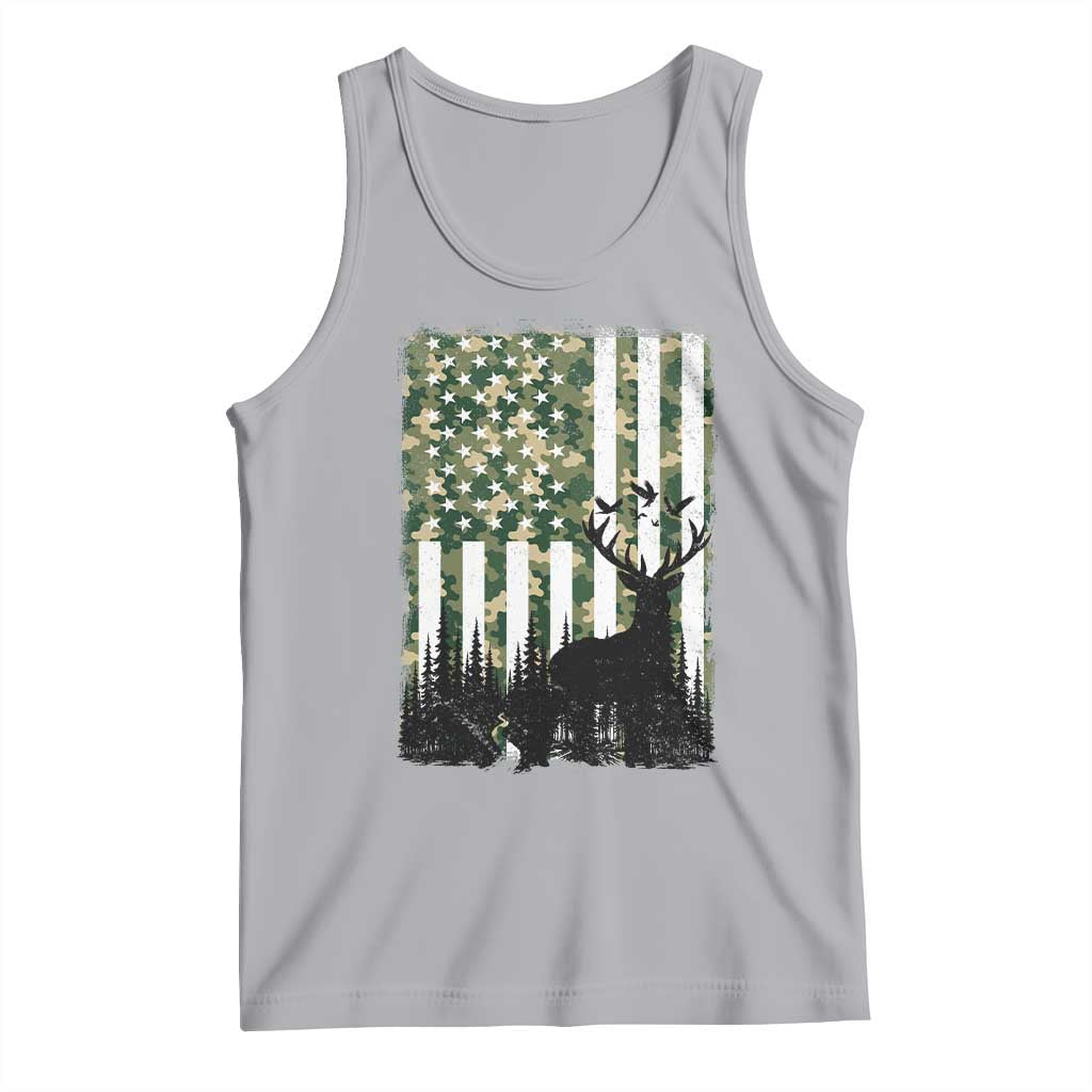 Deer Hunting Tank Top American Flag Camo Gift TS12 Athletic Heather Print Your Wear