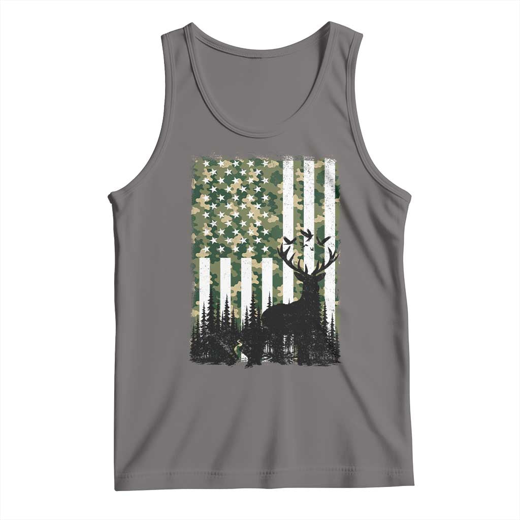 Deer Hunting Tank Top American Flag Camo Gift TS12 Deep Heather Print Your Wear